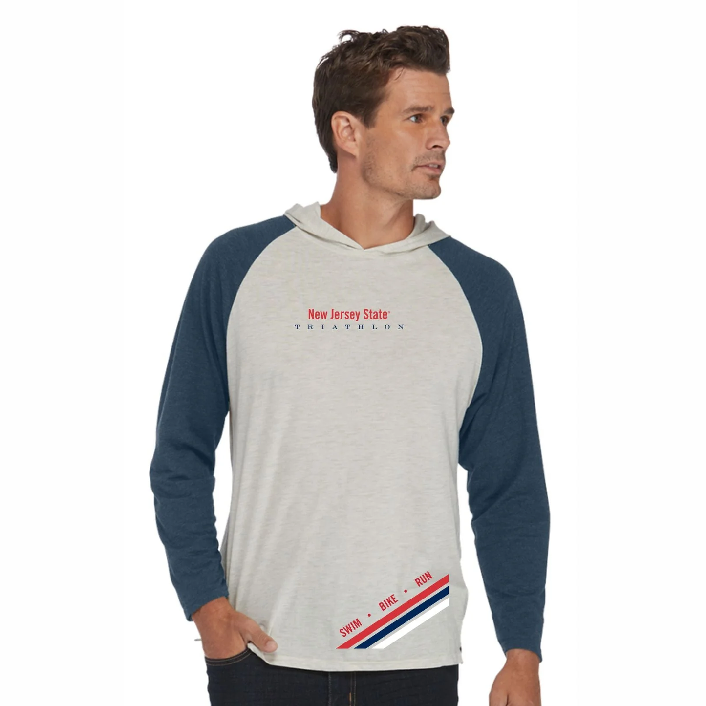 NJ State Tri Adult LS Hooded Tee - Oatmeal Heather - Diagonal