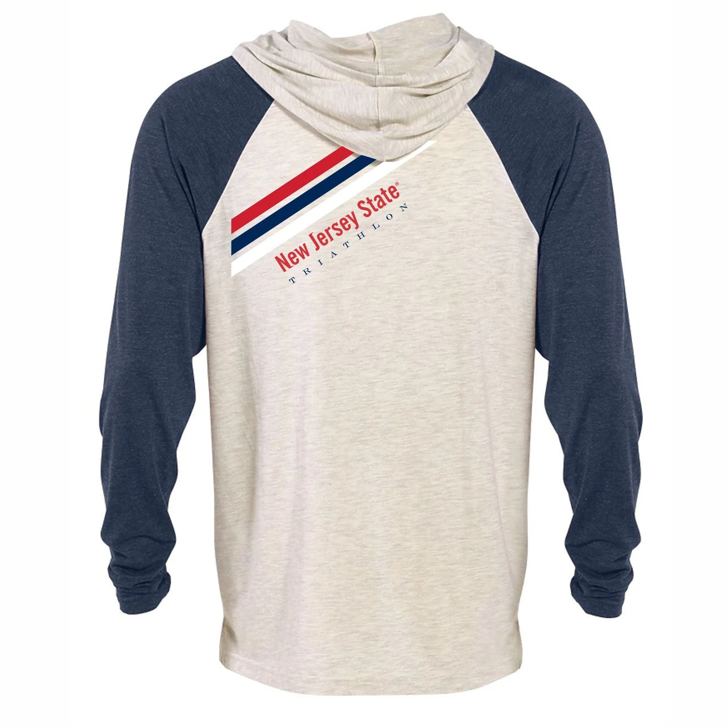 NJ State Tri Adult LS Hooded Tee - Oatmeal Heather - Diagonal